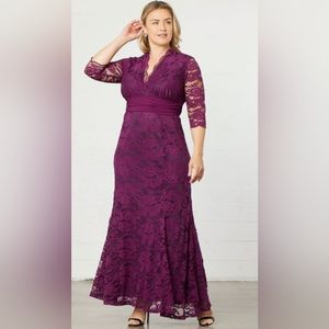 Kiyonna Screen Siren Lace Dress Rose Wine